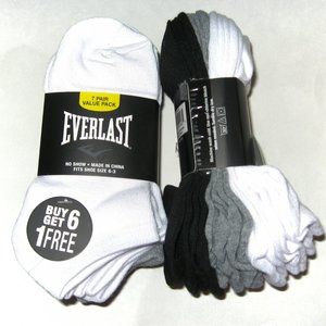 28 Pairs KIDS Thin Light Weight No Show Cut Everlast Brand Socks Shoe Size 6-3